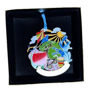 Vintage Chemart Christmas Ornament Summer Collage 24K Gold Finished Brass